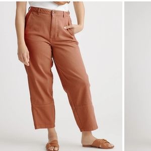 NWT Quince Rust Organic Stretch Cotton Twill Barrel Pants